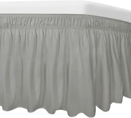 Vista 10 de Easy-Going - Falda de cama para cama Twin o Full, caída a medida de 18 pulgadas, con cinturón elástico ajustable, fácil de usar sin levantar el Beige