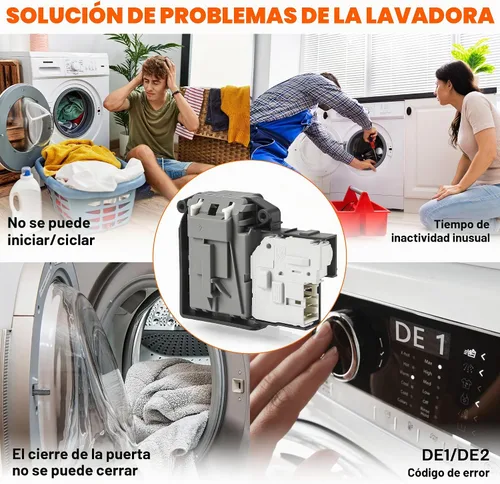 Vista 4 de EBF61315802 Conjunto de interruptor de bloqueo de puerta de arandela, exacto para lavadoras de carga frontal LG y lavadora Ken-More serie 796