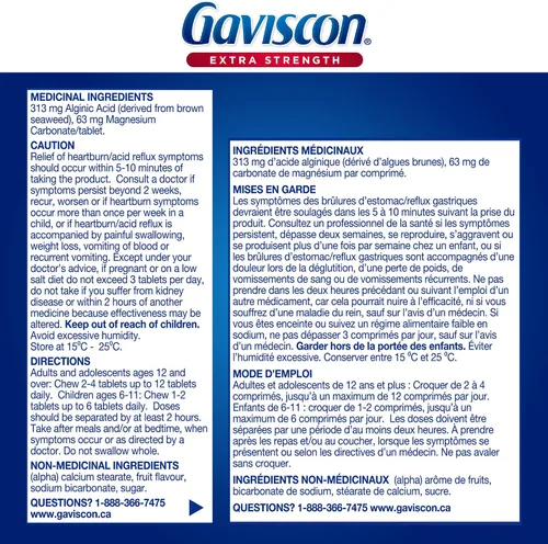 Vista 7 de Gaviscon Fuerza Extra antiácido sabor fruta 60 tabletas