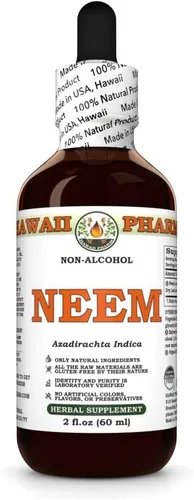 Vista 3 de Extracto líquido sin alcohol de Neem, suplemento herbario natural de glicerita de hoja seca de neem orgánico (Azadirachta Indica), Hawaii Pharm, EE.