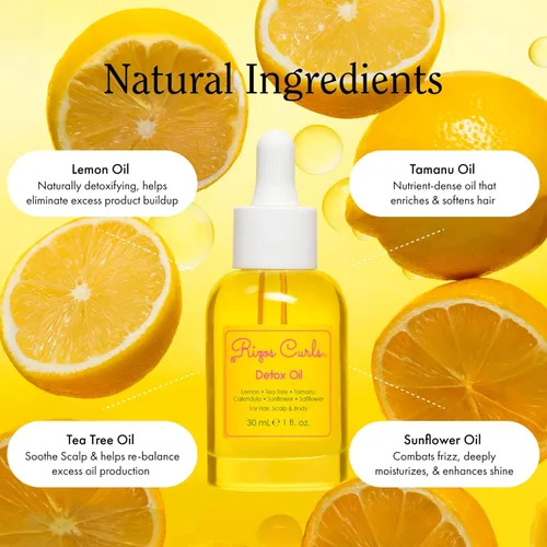 Vista 3 de Rizos Curls Aceite desintoxicante, desintoxica y equilibra el cuero cabelludo para reducir la acumulación y calmar la irritación, apoyar