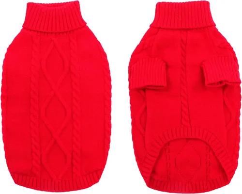 Vista 93 de Queenmore - Suéter de punto trenzado con cuello alto para perros pequeños, para climas fríos, para chihuahua, bulldog, teckel, carlino y yorkie, XS