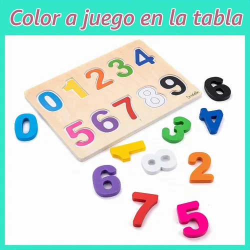Vista 7 de Rompecabezas de números educativos de madera magnética - Aprende números y juguete de reconocimiento de color - Juego preescolar para niños pequeños