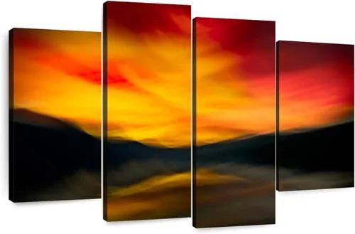 Vista 12 de Elefante Stock - Arte de pared Slocan Lake II - Lienzo horizontal de varios paneles - Decoración de pared de sala de estar de 4 piezas - Arte
