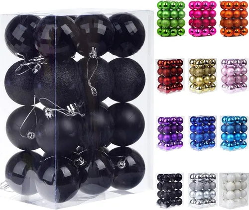 Vista 7 de Emopeak - Juego de 24 esferas navideñas, ornamentos irrompibles, 4 estilos, decoración colgante para árbol de Navidad, boda o fiesta