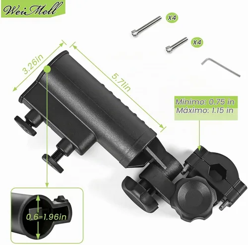 Vista 2 de Soporte de paraguas de carrito de golf resistente ajustable en 180° para cochecito, bicicleta, silla de ruedas, silla de ruedas, silla de playa