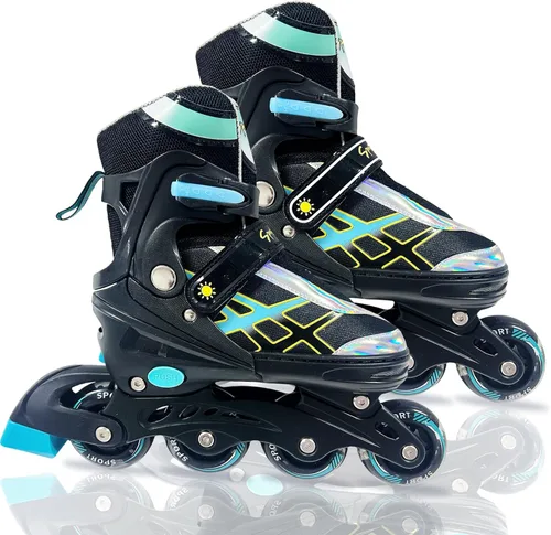 Vista 8 de Patines en línea ajustables para niños y niñas de 4 a 16 años, todas las 8 ruedas de los patines en línea se iluminan, patines en línea para niños