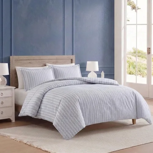 Vista 2 de Nautica - Funda de edredón tamaño individual, ropa de cama reversible de algodón con cierre de botón, decoración casual del hogar para todas