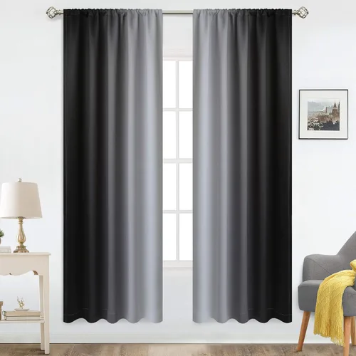 Vista 11 de COSVIYA Cortinas degradadas con dobladillo para cortinero, cortinas de oscurecimiento de habitación de 63 pulgadas de largo, cortinas degradadas