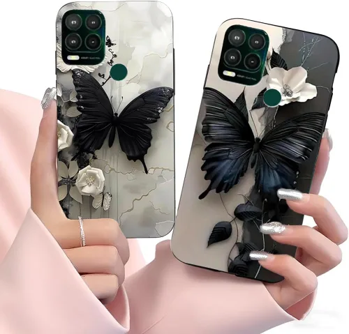 Vista 11 de Paquete de 2 fundas elegantes con purpurina de mariposa para Moto G Stylus 5G 2021, delgada y suave TPU de lujo, a prueba de golpes, para adultos