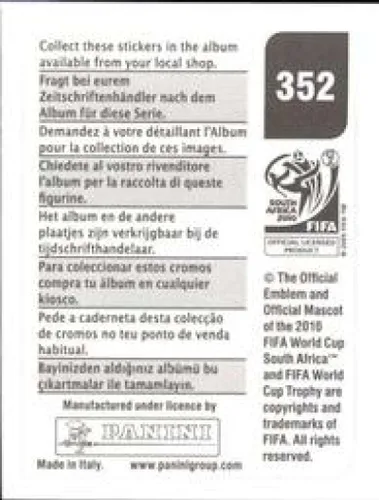 Vista 2 de Calcomanías de la Copa Mundial de la FIFA de Panini 2010 #352 Klaas-Jan Huntelaar Holanda - Adhesivo oficial de álbum de fútbol