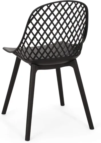 Vista 5 de Delora Silla de comedor moderna para exteriores (juego de 2), color negro