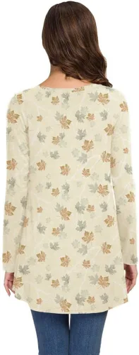 Vista 54 de AWULIFFAN Blusa tipo túnica holgada de manga larga con cuello redondo para mujer