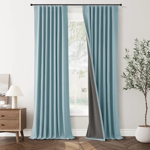 Vista 11 de Jowels Cortinas opacas de lino natural de 96 pulgadas de largo, 2 paneles