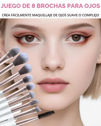 Vista 5 de EIGSHOW Juego de brochas de maquillaje, 15 brochas de maquillaje profesional con cerdas de iones plateadas para base, colorete, iluminador champán