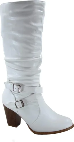 Vista 2 de Forever Link FZ-Safety-52 - Botas de tacón grueso con hebilla de cremallera completa para mujer