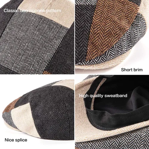 Vista 6 de Hombres Ivy Gatsby Newsboy Cap - Classic Wool Blend Tweed Flat Cap Cabbie Hat Hombres