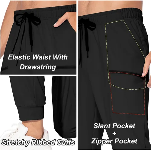 Vista 4 de M MAROAUT Pantalones deportivos ligeros para hombre con bolsillos con cremallera pantalones de entrenamiento para correr atletismo casual golf