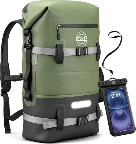 Vista 35 de STOVER 5/10/25/30/40/55L Waterproof Dry Bag- Roll-Top Backpack w/Phone Case- Kayaking, Hiking, Camping, Boating- Men/Women