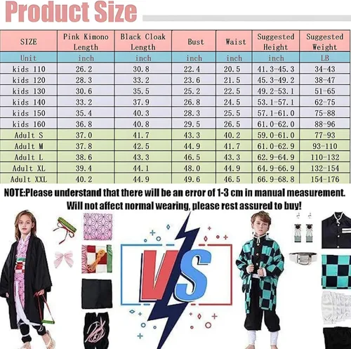 Vista 6 de Deaboat - Disfraz de cosplay para niños y niñas, disfraz de Halloween, traje de kimono de anime