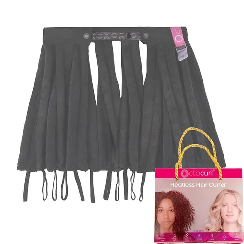 Vista 10 de Octocurl Diadema sin calor, rizadores de pelo para dormir, rizadores sin calor para cabello largo (algodón, rosa)