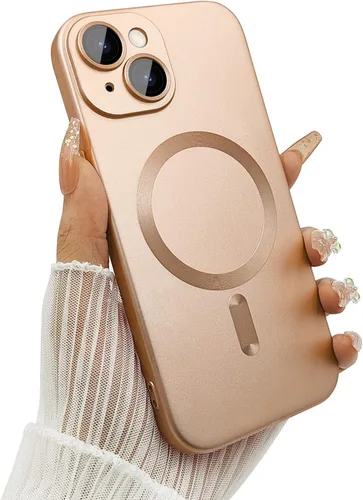 Vista 11 de ankofave Funda Magnética para iPhone 14 Plus para Mujeres, Funda Resistente Mate de Lujo Diseño Suave Metálico con Protector de Lente de Cámara