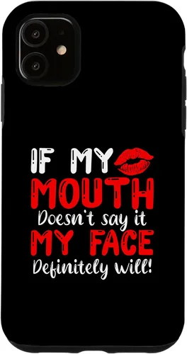 Vista 5 de Funda para iPhone 14 If My Mouth Doesn't Say It My Face Definitely Will