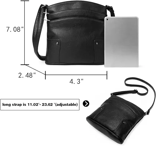 Vista 9 de CLUCI Bandolera para mujer pequeña de cuero monedero de viaje señoras diseñador triple bolsillos vintage bolsos de hombro bolsas de cera de aceite