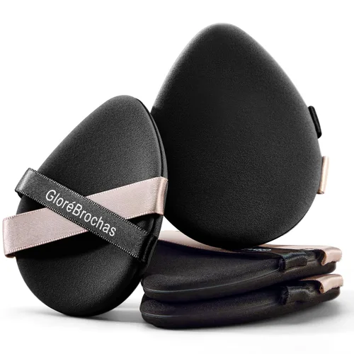 Vista 12 de Juego de esponjas para maquillaje, GloréBrochas 2 piezas, esponjas de base de baja absorción micro porosas, almohadillas de PU con cojín sin látex