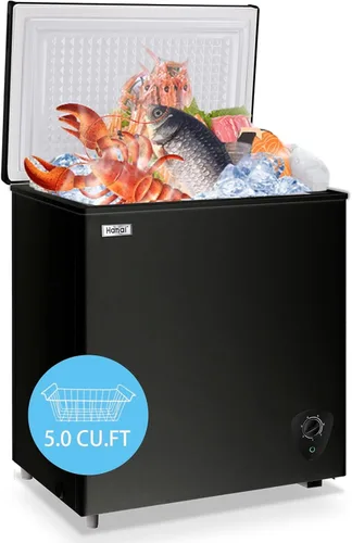 Vista 10 de WANAI Congelador de Arcón 3.5 Pies Cúbicos Pequeño Profundo Puerta Superior Mini con Canasta Removible, Bajo Ruido, 7 Temperaturas Ajustables