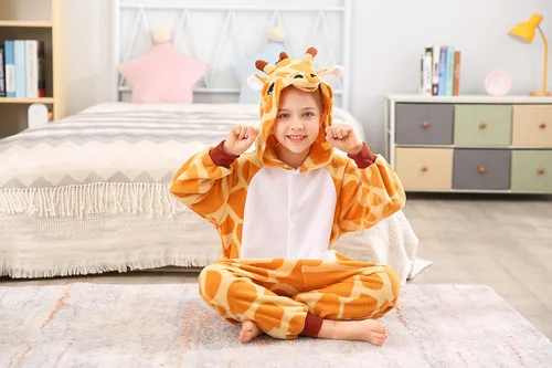 Vista 2 de Pijama de una pieza Canasour mono de mapache talla 4-10 unisex para niño Jirafa naranja