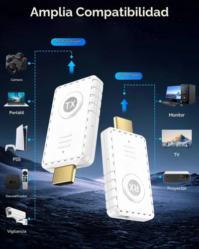 Vista 6 de AYY Kit transmisor y receptor HDMI inalámbrico 5G, extensor HDMI 4K con rango de 164 pies, adaptador de pantalla inalámbrico Plug & Play