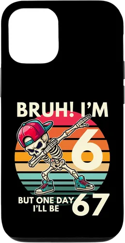 Vista 27 de Bruh I'm 6 But One-Day I'll Be 67 Retro 6th Birthday Kids Case for iPhone XR