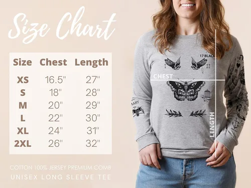 Vista 6 de Noonew Camiseta de manga larga para mujer diseño de Harry Tattoos cuello redondo