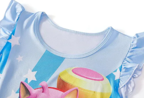 Vista 6 de EZDRESS Vestido de verano para niñas, estampado de erizo de dibujos animados, vestidos casuales para niños pequeños, ropa para el hogar, vestido