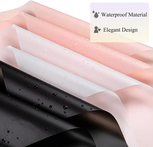 Vista 3 de Gloreyan 20 hojas de papel de regalo de flores negras, ramo de floristería para manualidades, ramo de flores frescas, envoltura impermeable, caja