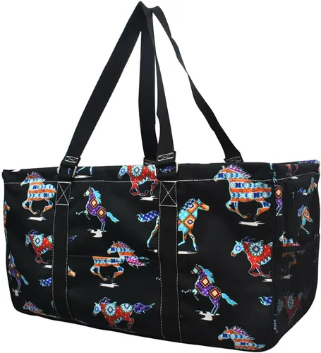Vista 74 de NGIL Bolsa de comestibles reutilizable extra grande plegable de gran tamaño para comestibles, almacenamiento, picnic, playa, Estampado de vaca