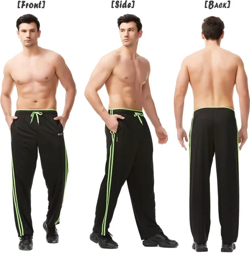 Vista 2 de SACUIMAN Pantalones deportivos para hombre con bolsillos con cremallera, parte inferior abierta, para entrenamiento, correr, gimnasio