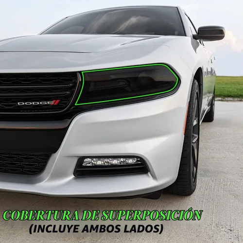 Vista 2 de SlickMod Tinte de humo de vinilo precortado para faros Dodge Charger 2015-2022 (20% humo oscuro, 1. faro)