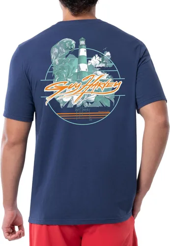 Vista 34 de Guy Harvey Camiseta de manga corta con bolsillo gráfico de algodón OG para hombre Leche de Almendra/Rig Masters