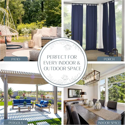 Vista 3 de Elrene Home Fashions 026865643039 - Cortina de ventana para interior/exterior con solapa sólida en la parte superior