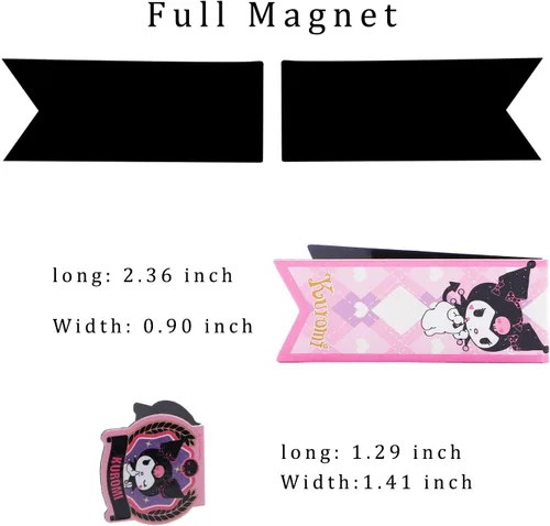 Vista 2 de Kuromi - Marcadores magnéticos de gatito marcadores laminados de caninamoroll marcadores de página para adolescentes-4