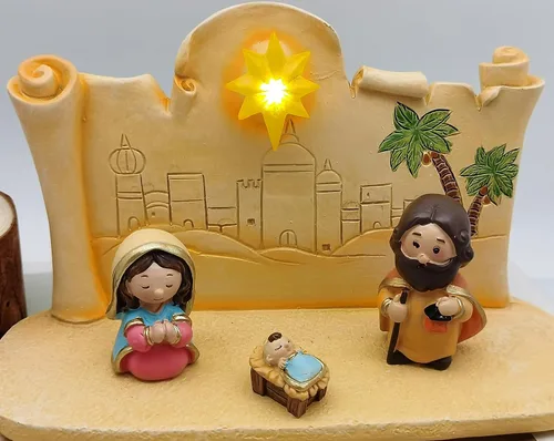 Vista 7 de Decoración Navideña Juego de Natividad en Miniatura, 11 piezas Juego de Figuras Religiosas de Decoración Navideña Incluye Escena del Establo