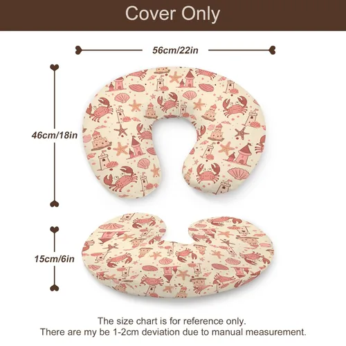 Vista 7 de Funda de almohada de lactancia con diseño de castillo de arena, diseño de cangrejo de playa, diseño de castillo de arena, unisex, extraíble