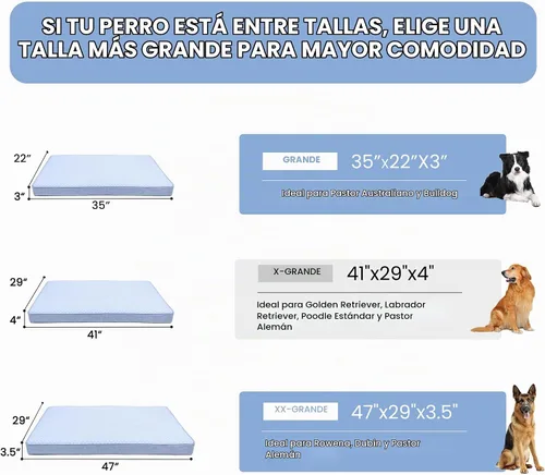 Vista 6 de Cama refrescante para perros grandes, cama ortopédica de espuma viscoelástica para mascotas con funda extraíble lavable, ideal para perros Azul