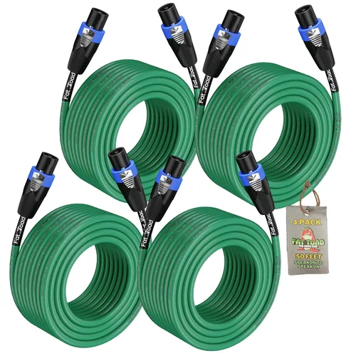 Vista 10 de Fat Toad Cable Speakon a Speakon de 50 pies (Serie Twist-LockPRO) – Cable verde de 12 AWG con conector para equipo de estudio, DJ y escenario