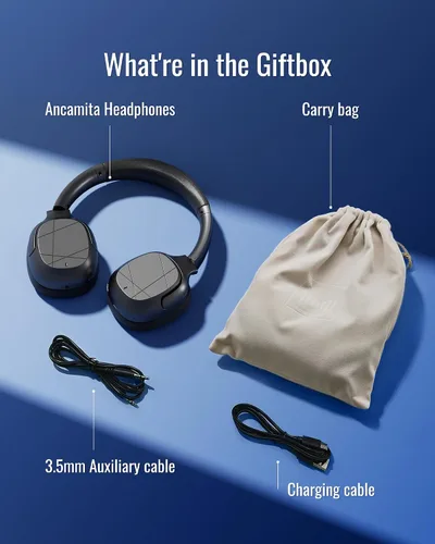 Vista 7 de Auriculares híbridos con cancelación activa de ruido, Bluetooth inalámbrico sobre la oreja, tiempo de reproducción ANC de 50 horas, giratorio