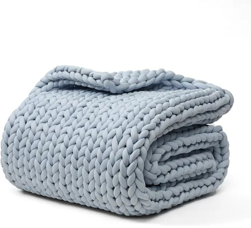 Vista 28 de YnM Manta Gruesa de Lana, Tejida a Mano con Hilo de Chenilla, Amigable para la Piel, Ventilada y Transpirable, Lavable a Máquina, Pieza