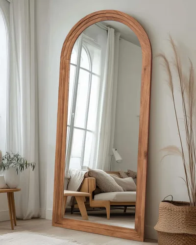Vista 24 de Espejo de longitud completa, espejo de madera de 71" × 32" con soporte, espejo de piso de madera, espejos de pie de gran tamaño, espejos de pared