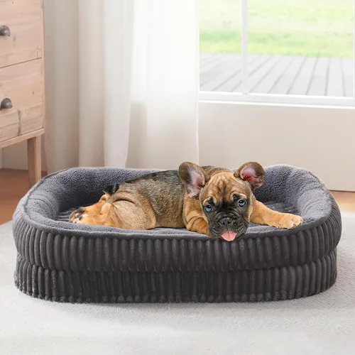Vista 11 de Cama ortopédica para perros para cachorros, razas de perros extra pequeños, cama ovalada para gatos, sofá cama para perros de espuma de celda